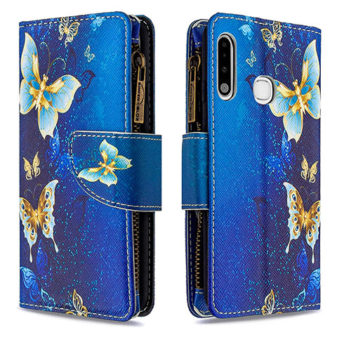 Custodia Portafoglio In Pelle Fantasia Modello Cover con Supporto B04F per Samsung Galaxy A70E Blu