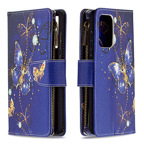 Custodia Portafoglio In Pelle Fantasia Modello Cover con Supporto B04F per Samsung Galaxy A72 4G Blu Notte