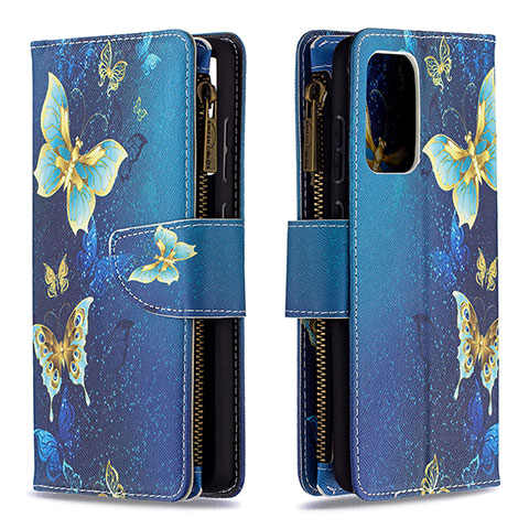 Custodia Portafoglio In Pelle Fantasia Modello Cover con Supporto B04F per Samsung Galaxy A72 5G Blu
