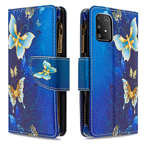 Custodia Portafoglio In Pelle Fantasia Modello Cover con Supporto B04F per Samsung Galaxy A91 Blu