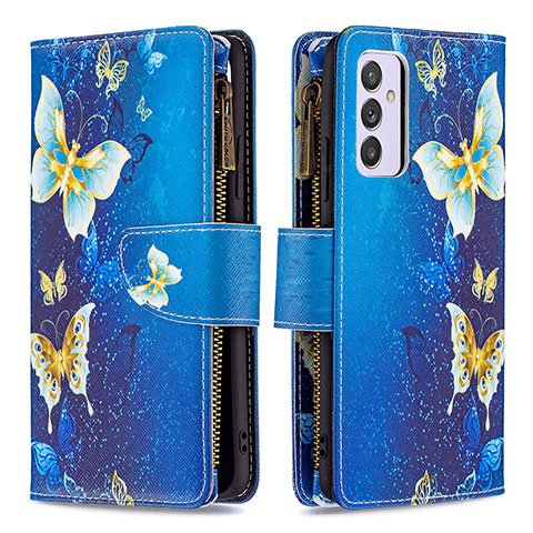 Custodia Portafoglio In Pelle Fantasia Modello Cover con Supporto B04F per Samsung Galaxy M34 5G Blu