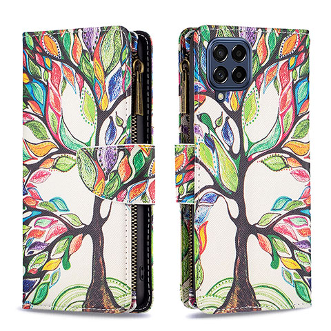 Custodia Portafoglio In Pelle Fantasia Modello Cover con Supporto B04F per Samsung Galaxy M53 5G Verde