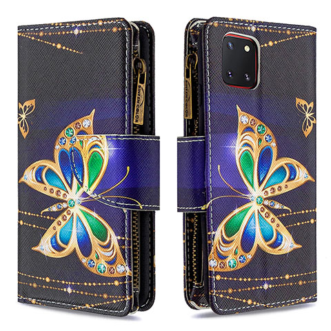 Custodia Portafoglio In Pelle Fantasia Modello Cover con Supporto B04F per Samsung Galaxy Note 10 Lite Nero