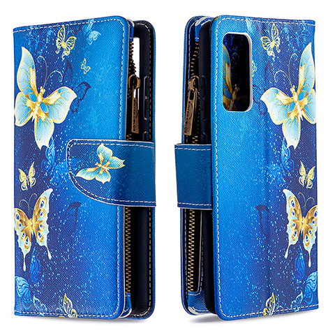 Custodia Portafoglio In Pelle Fantasia Modello Cover con Supporto B04F per Samsung Galaxy S20 FE (2022) 5G Blu