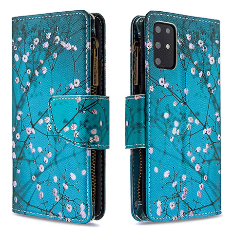 Custodia Portafoglio In Pelle Fantasia Modello Cover con Supporto B04F per Samsung Galaxy S20 Plus 5G Ciano