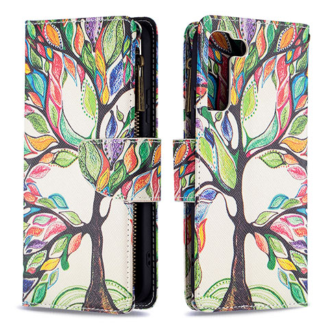 Custodia Portafoglio In Pelle Fantasia Modello Cover con Supporto B04F per Samsung Galaxy S23 5G Verde