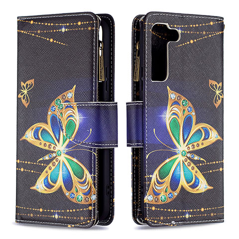 Custodia Portafoglio In Pelle Fantasia Modello Cover con Supporto B04F per Samsung Galaxy S23 Plus 5G Nero