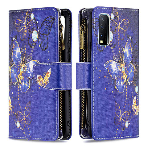 Custodia Portafoglio In Pelle Fantasia Modello Cover con Supporto B04F per Vivo Y11s Blu Notte