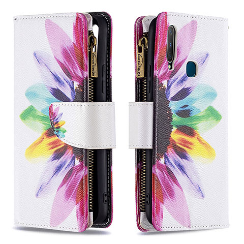 Custodia Portafoglio In Pelle Fantasia Modello Cover con Supporto B04F per Vivo Y12 Multicolore