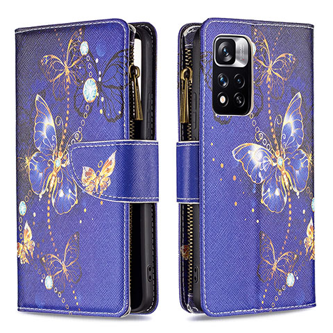 Custodia Portafoglio In Pelle Fantasia Modello Cover con Supporto B04F per Xiaomi Mi 11i 5G (2022) Blu Notte