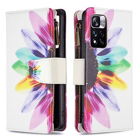 Custodia Portafoglio In Pelle Fantasia Modello Cover con Supporto B04F per Xiaomi Mi 11i 5G (2022) Multicolore