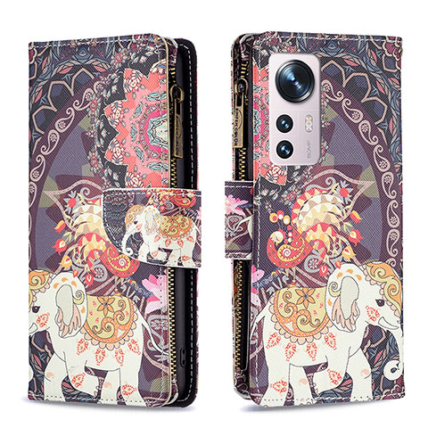 Custodia Portafoglio In Pelle Fantasia Modello Cover con Supporto B04F per Xiaomi Mi 12 5G Multicolore