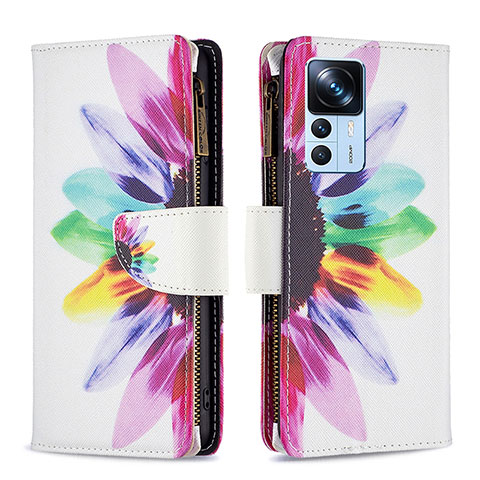 Custodia Portafoglio In Pelle Fantasia Modello Cover con Supporto B04F per Xiaomi Mi 12T 5G Multicolore