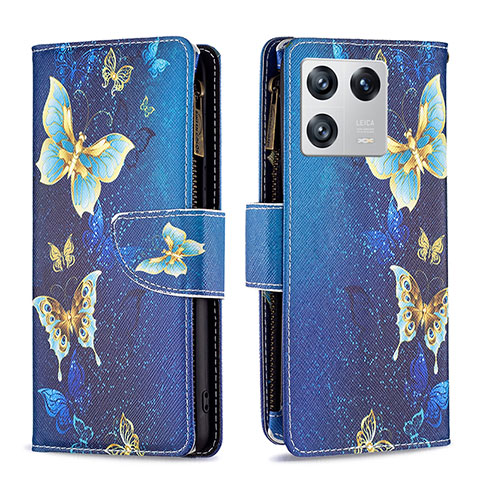 Custodia Portafoglio In Pelle Fantasia Modello Cover con Supporto B04F per Xiaomi Mi 13 Pro 5G Blu