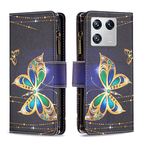 Custodia Portafoglio In Pelle Fantasia Modello Cover con Supporto B04F per Xiaomi Mi 13 Pro 5G Nero