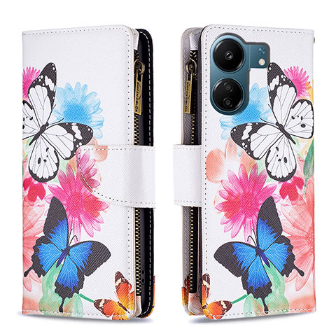 Custodia Portafoglio In Pelle Fantasia Modello Cover con Supporto B04F per Xiaomi Poco C65 Colorato