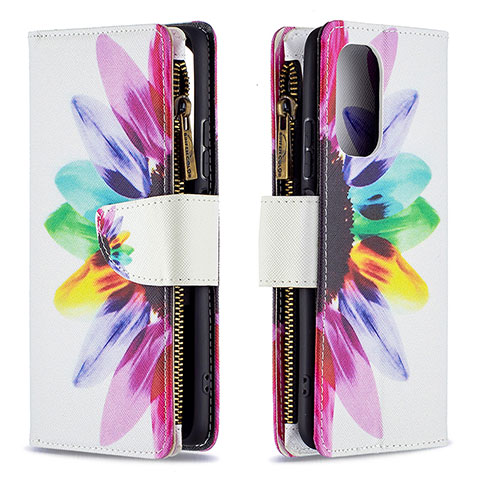 Custodia Portafoglio In Pelle Fantasia Modello Cover con Supporto B04F per Xiaomi Poco F3 5G Multicolore