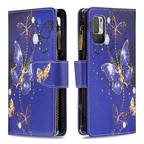 Custodia Portafoglio In Pelle Fantasia Modello Cover con Supporto B04F per Xiaomi POCO M3 Pro 5G Blu Notte