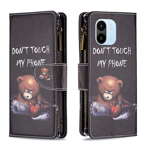 Custodia Portafoglio In Pelle Fantasia Modello Cover con Supporto B04F per Xiaomi Redmi A1 Grigio Scuro