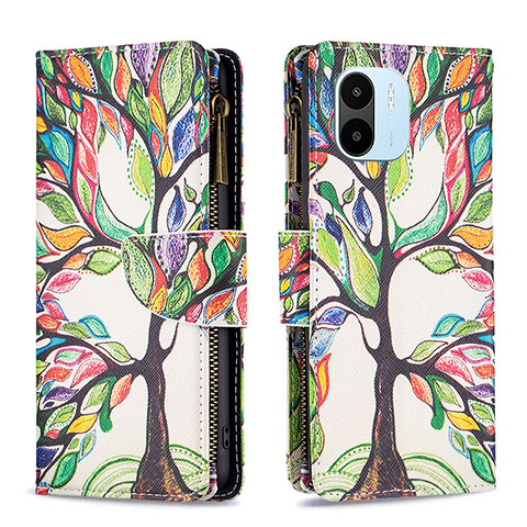 Custodia Portafoglio In Pelle Fantasia Modello Cover con Supporto B04F per Xiaomi Redmi A1 Verde