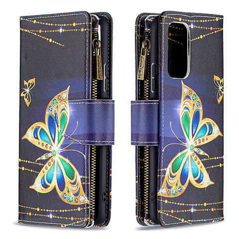 Custodia Portafoglio In Pelle Fantasia Modello Cover con Supporto B04F per Xiaomi Redmi Note 10 Pro 4G Nero