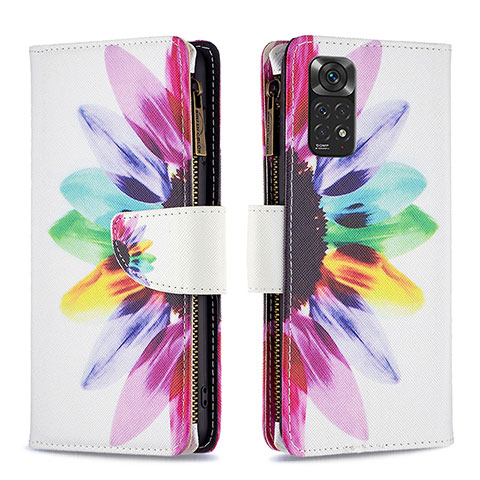 Custodia Portafoglio In Pelle Fantasia Modello Cover con Supporto B04F per Xiaomi Redmi Note 11 4G (2022) Multicolore