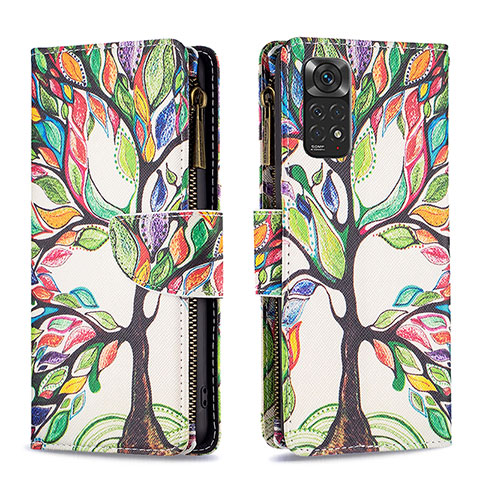 Custodia Portafoglio In Pelle Fantasia Modello Cover con Supporto B04F per Xiaomi Redmi Note 11S 4G Verde