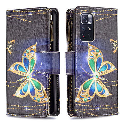 Custodia Portafoglio In Pelle Fantasia Modello Cover con Supporto B04F per Xiaomi Redmi Note 11S 5G Nero