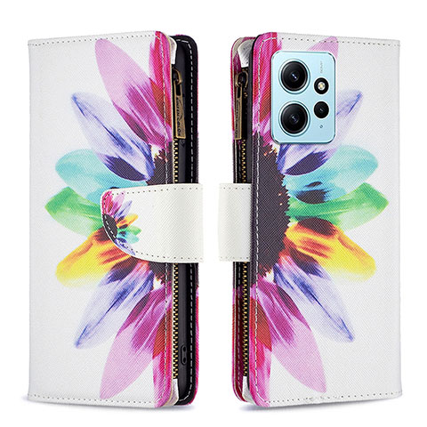 Custodia Portafoglio In Pelle Fantasia Modello Cover con Supporto B04F per Xiaomi Redmi Note 12 4G Multicolore