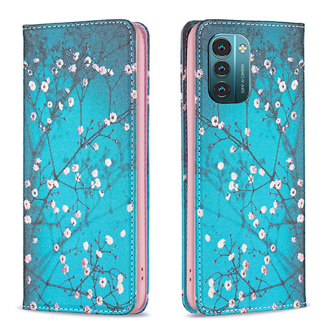 Custodia Portafoglio In Pelle Fantasia Modello Cover con Supporto B05F per Nokia G21 Ciano