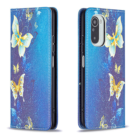 Custodia Portafoglio In Pelle Fantasia Modello Cover con Supporto B05F per Xiaomi Mi 11i 5G Blu