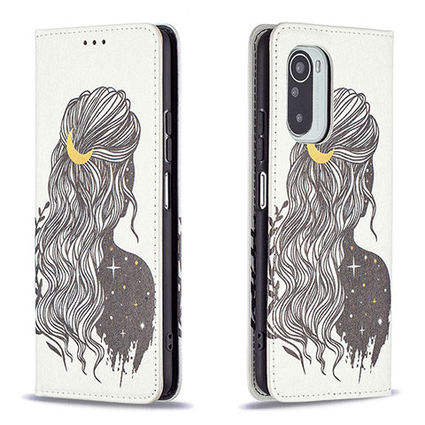 Custodia Portafoglio In Pelle Fantasia Modello Cover con Supporto B05F per Xiaomi Poco F3 5G Grigio