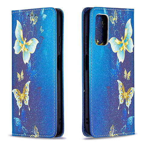 Custodia Portafoglio In Pelle Fantasia Modello Cover con Supporto B05F per Xiaomi Poco M3 Blu