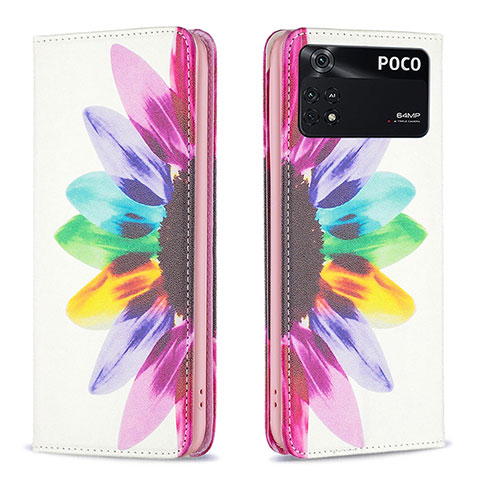 Custodia Portafoglio In Pelle Fantasia Modello Cover con Supporto B05F per Xiaomi Poco M4 Pro 4G Multicolore