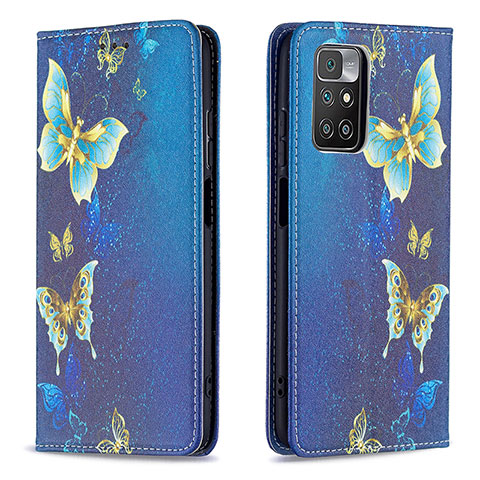 Custodia Portafoglio In Pelle Fantasia Modello Cover con Supporto B05F per Xiaomi Redmi 10 4G Blu