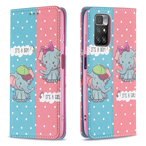 Custodia Portafoglio In Pelle Fantasia Modello Cover con Supporto B05F per Xiaomi Redmi 10 4G Rosa