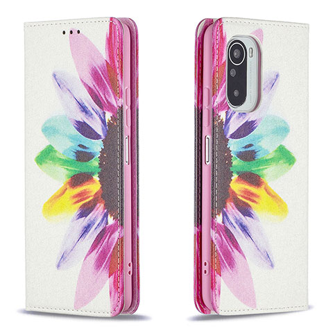 Custodia Portafoglio In Pelle Fantasia Modello Cover con Supporto B05F per Xiaomi Redmi K40 Pro 5G Multicolore