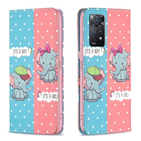 Custodia Portafoglio In Pelle Fantasia Modello Cover con Supporto B05F per Xiaomi Redmi Note 11 Pro 4G Rosa