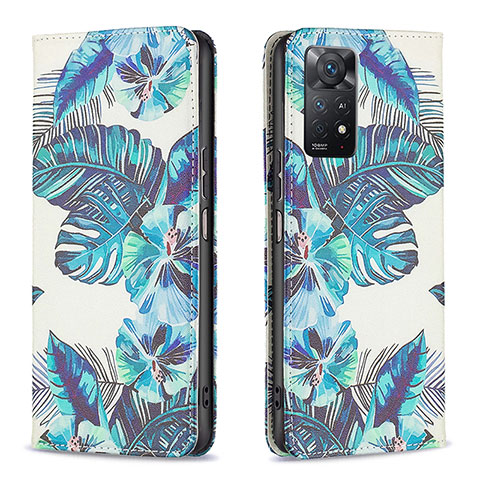 Custodia Portafoglio In Pelle Fantasia Modello Cover con Supporto B05F per Xiaomi Redmi Note 11 Pro 5G Cielo Blu