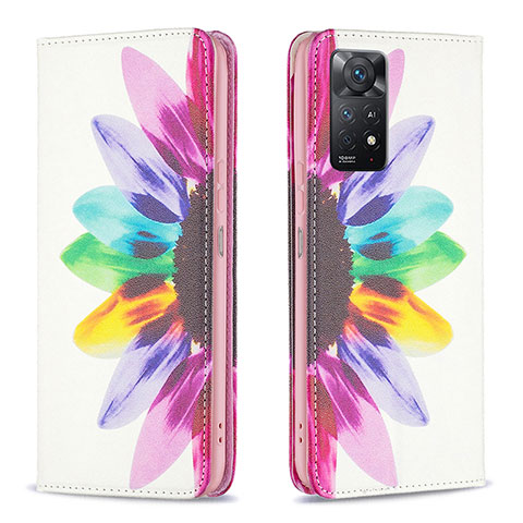 Custodia Portafoglio In Pelle Fantasia Modello Cover con Supporto B05F per Xiaomi Redmi Note 11 Pro 5G Multicolore