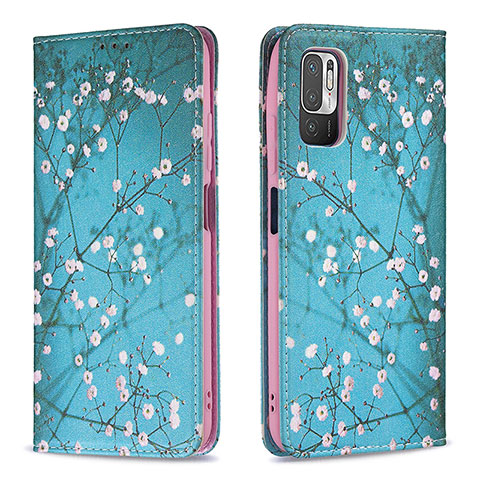 Custodia Portafoglio In Pelle Fantasia Modello Cover con Supporto B05F per Xiaomi Redmi Note 11 SE 5G Ciano