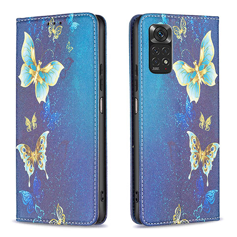 Custodia Portafoglio In Pelle Fantasia Modello Cover con Supporto B05F per Xiaomi Redmi Note 11S 4G Blu