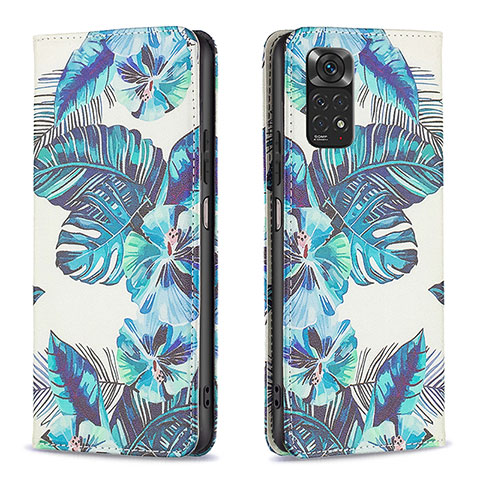 Custodia Portafoglio In Pelle Fantasia Modello Cover con Supporto B05F per Xiaomi Redmi Note 11S 4G Cielo Blu