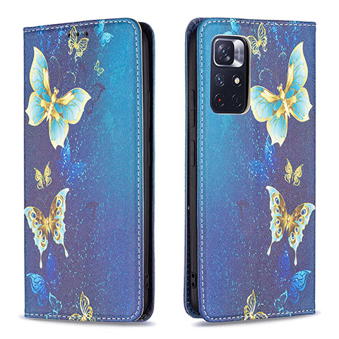 Custodia Portafoglio In Pelle Fantasia Modello Cover con Supporto B05F per Xiaomi Redmi Note 11T 5G Blu