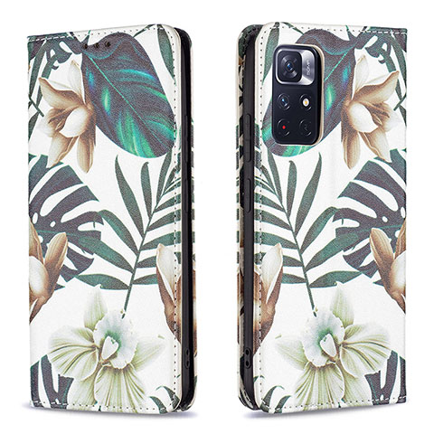 Custodia Portafoglio In Pelle Fantasia Modello Cover con Supporto B05F per Xiaomi Redmi Note 11T 5G Verde