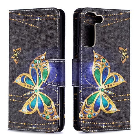 Custodia Portafoglio In Pelle Fantasia Modello Cover con Supporto B09F per Samsung Galaxy S22 Plus 5G Nero