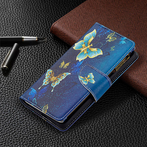 Custodia Portafoglio In Pelle Fantasia Modello Cover con Supporto BF3 per Xiaomi Redmi Note 10 Pro Max Blu