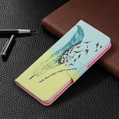 Custodia Portafoglio In Pelle Fantasia Modello Cover con Supporto BF4 per Xiaomi Redmi Note 10 Pro Max Verde Pastello