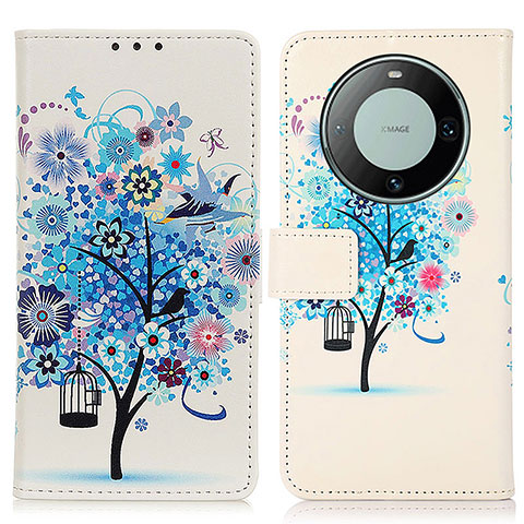 Custodia Portafoglio In Pelle Fantasia Modello Cover con Supporto D02Y per Huawei Mate 60 Pro+ Plus Blu