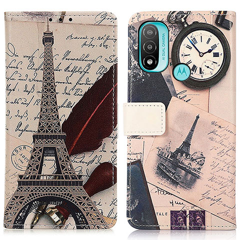 Custodia Portafoglio In Pelle Fantasia Modello Cover con Supporto D02Y per Motorola Moto E20 Grigio